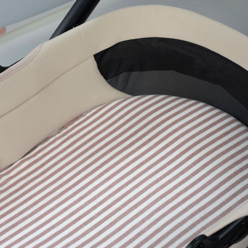 Lot de 2 draps housses pour nacelle Praliné Vichy Rayures Moka Walking Mum Ambiance 2